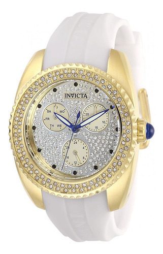 Reloj Invicta Angel 0488 Para Mujer Color Dorado Color de la correa Blanco Color del fondo Blanco