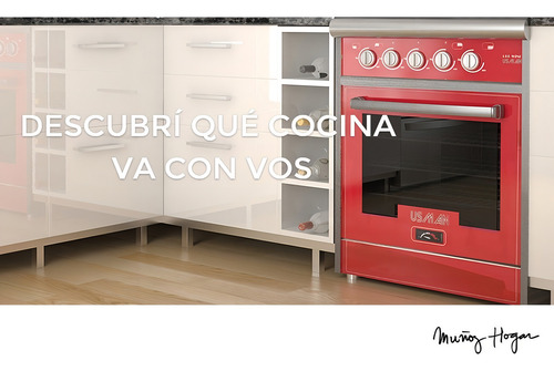 Cocina A Gas Usman Red Wine Rojo 55cm Reja De Fundición