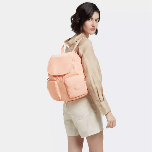 Morral Kipling City Pack S Color Peach Y Crema Nuevo 2024