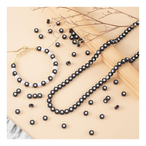 Oiiki 250pcs Beads De Patrón De Estrella Redonda Para Joyas,