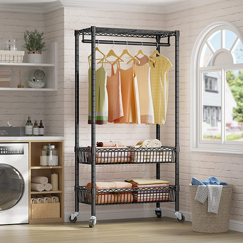 Vipek X2 Rolling Garment Rack Ajustable Wire Clothing Rack P