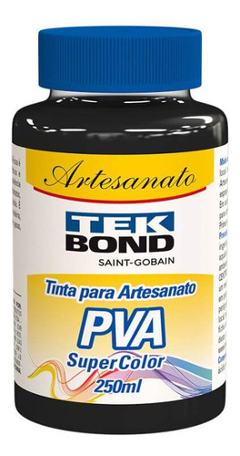 Tinta Pva Para Artesanato Tekbond Super Color 250ml Preto