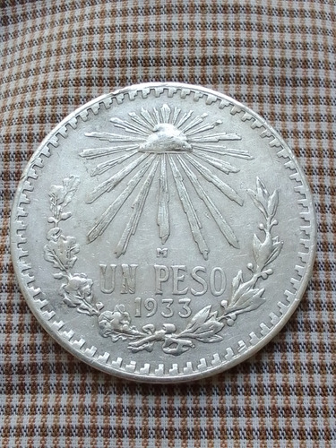 Un Peso Resplandor,año 1933,plata Ley 0.720.