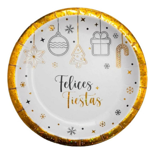 Platos Navidad Felices Fiestas (8u.) Cotillón