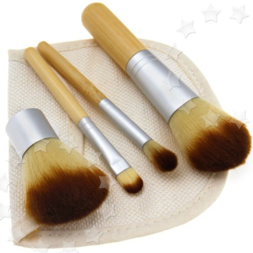 4pcs Cosmético Conforman Cepillo Ecológico Bambú Mango W/rop