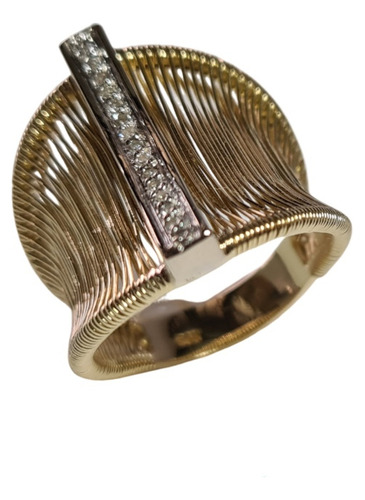 Anel Vazado Ouro 18k Com Brilhantes Cod 44081