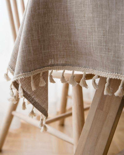 / Mantel Decorativo De Tela A Cuadros De Lino Con Borla