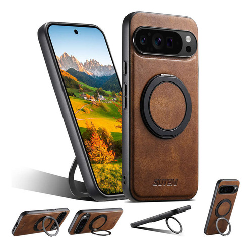 Funda De Teléfono Inalámbrica Magnética Multifuncional De Piel Auténtica A Prueba De Golpes Para La Serie Google Pixel