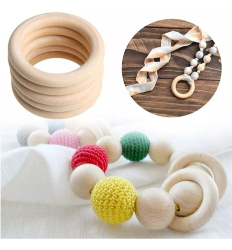 Argollas De Madera Manualidades Macramé Paquete De 12u.