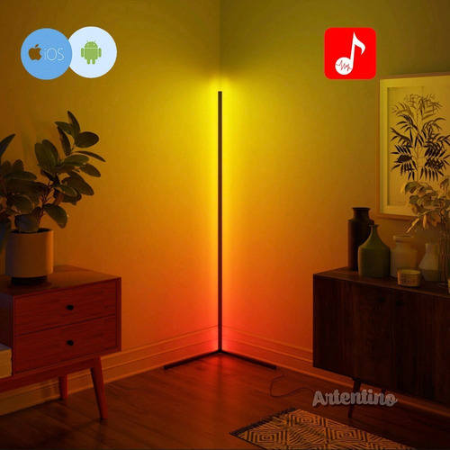 Imagen 3 de 10 de Lampara Pie Esquinero Led Rgb Minimalista Control App Gaming