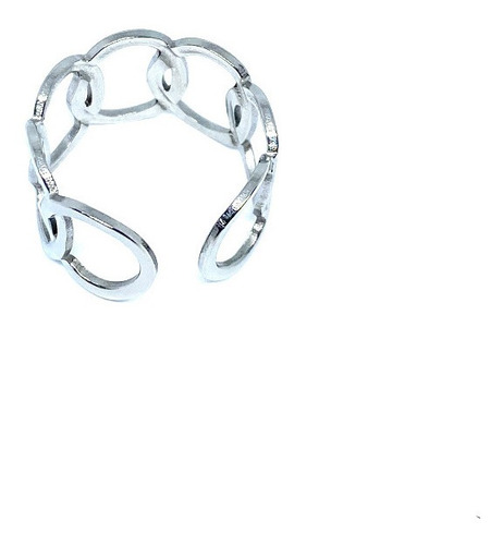 Imagen 2 de 3 de Anillo Acero Inoxidable Plateado Circulos Calados Ajustable