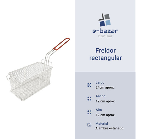 Canasto Freidor Rectangular Estañado 24 X 12 Cm