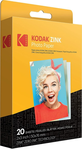 Imagen 1 de 9 de Papel Fotografico Kodak Zink 2x3 / 20 Unidades