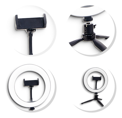 Ring Light Iluminador Camera Celular Portátil Tripé Led 20cm