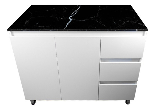 Cocina Integral Completa Decomobil Premium Minimalista Color Blanco - Mármol Negro