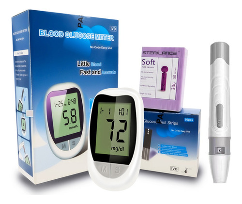 Glucometro Digital Con 50 Tiras Y 50 Lancetas