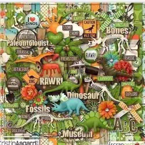 Kit Scrapbook Actualizado Alfa Dinossaurios Kaagard