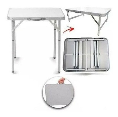 Imagem 2 de 4 de Mesa P/ Camping Praia Dobrável 60x45cm Vira Maleta Portátil