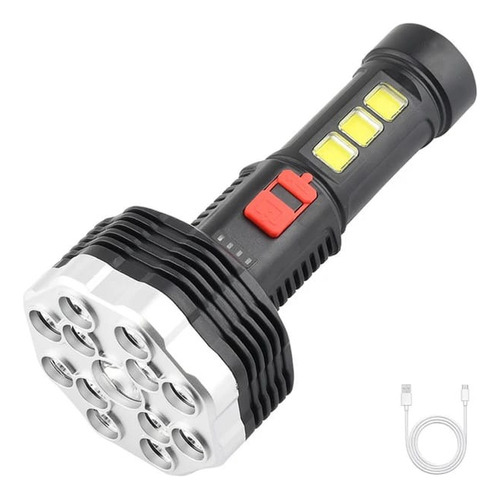 Linterna De Mano Led Recargable Usb 13 Led 4 Modos