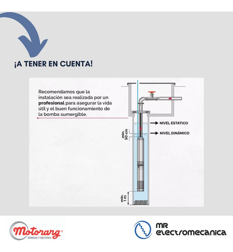 Imagen 8 de 10 de Bomba 4pack Pozo Sumergible Motorarg 120m