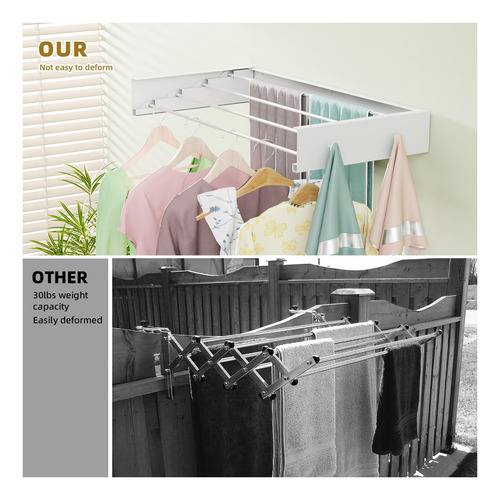 Ropa Bakon Rack Secado Mural Made Para Lavandería, Ropa De 4