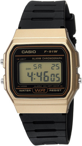 Reloj Casio F-91wm-9adf Unisex Original 100% Original Color de la correa Negro Color del bisel Negro Color del fondo Dorado