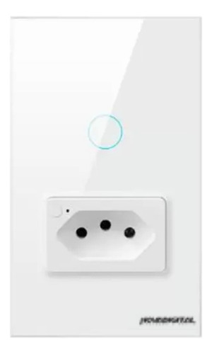 Interruptor Inteligente Com Tomada Wifi Novadigital 1 Botão Touch Tuya Branco
