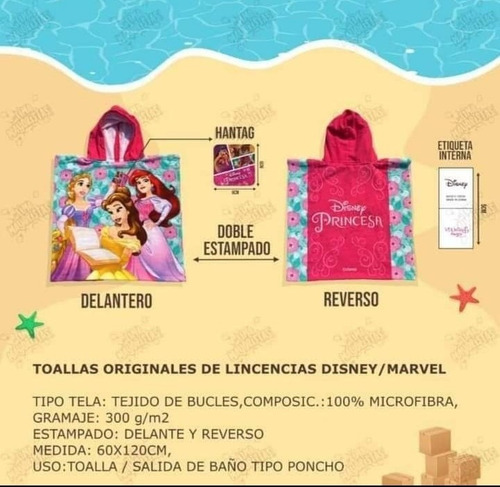 Toalla Poncho Para Niños Disney