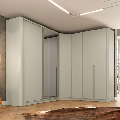 Guarda Roupa Modulado Com 6 Portas 100% Mdf Pintura Laca Cor Luna