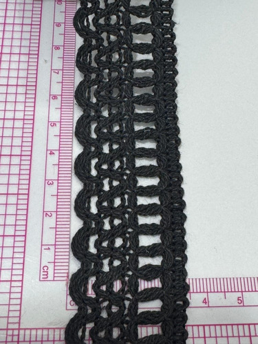 Puntilla Vainilla Negra De Algodon 3,5 Cm De Ancho X 12 Mts Negro
