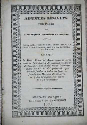 Hacienda Polulo Alhue 1838 Juicio Causa Valdivieso