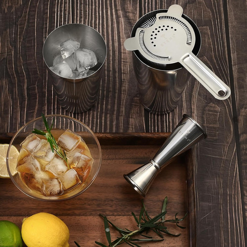 Juego De Coctelera Profesional De Acero Con Colador Y Jigger