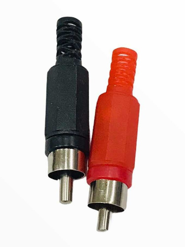 Par Plug Rca Macho Plástico Rojo Y Negro