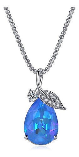 Swaroski Crystal Necklace For Women Leaf Teardrop Pendant