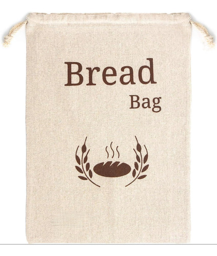 Bolsa De Pan De Lino Orgánico Extra Grande 100% Reutilizable
