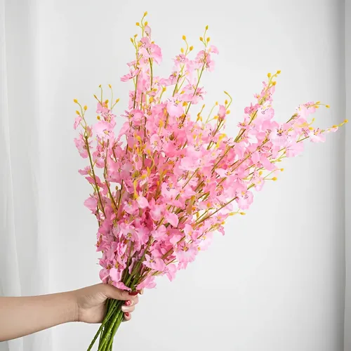 Kit 10 Buquê De Flore Artificiais Flores Orquídea Dançante Rosa