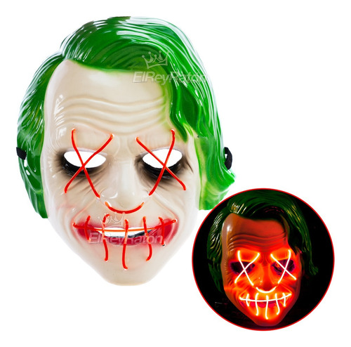 Máscara Luz Led Halloween Joker The Purge Dia Muertos D89