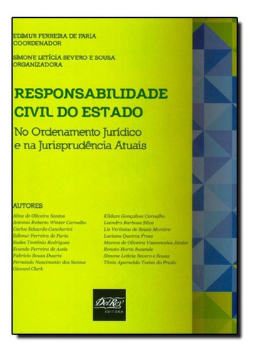 Responsabilidade Civil Do Estado: No Ornamento Jurídico E N, De José Cairo Junior. Editora Del Rey, Capa Mole Em Português