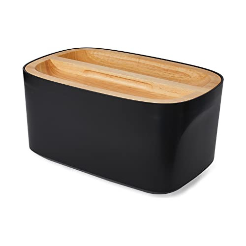 Caja De Pan De Fibra De Bambú Moderna (negra) Encimera...