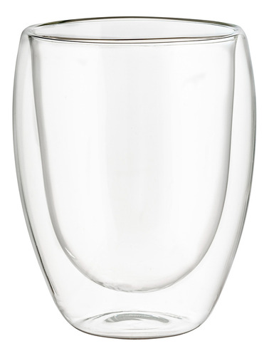 Set 2 Vasos Doble Pared Termico Multiusos Vidrio 360ml Color Transparente