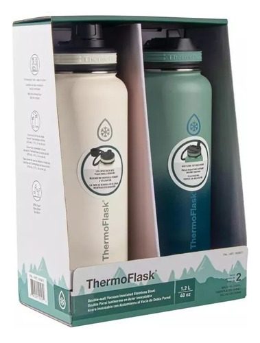 Termo Thermoflask, 2 Botellas De 1.2 L, 12hr Cal-24hr Frio!!