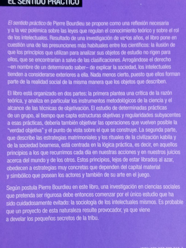 Imagen 2 de 5 de El Sentido Practico * Pierre Bourdieu * Siglo Xxi *