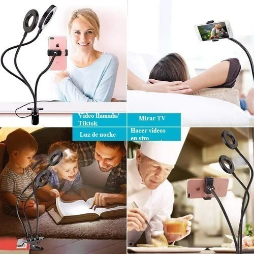 Imagen 4 de 7 de Aro Luz Dole Luz Fria Calida Celular Flexible Pinza Foto