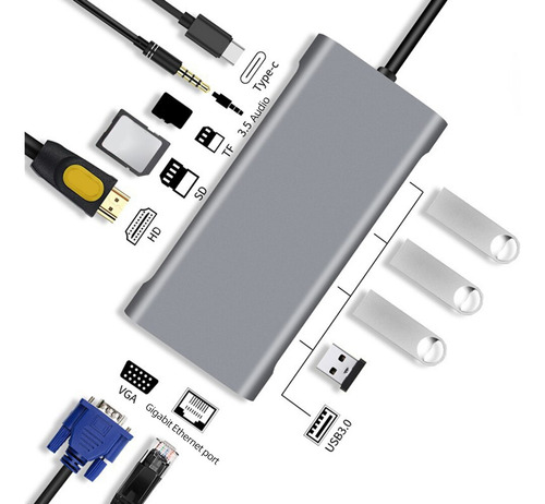 Adaptador Divisor Múltiple Usb 3.0 Tipo C Compatible Con Hdm