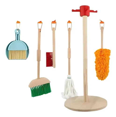 Focenat Set De Limpieza Juguete Para Niños – 12 Piezas Con Escoba, Trapeador, Cubo Y Accesorios, Mangos Ajustables, De 3 A 12 Años
