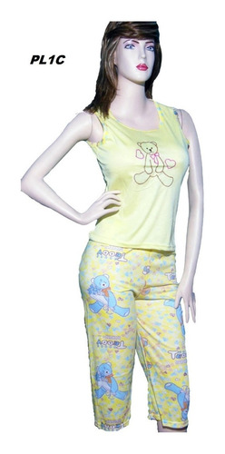 Pijama Conjunto Dama Franelilla Estampada+pantalon Capri