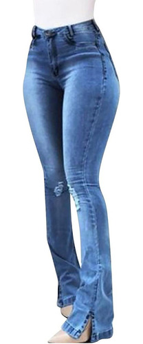 Jeans Dama Stretch Corte Colombiano Acampanados Pantalones