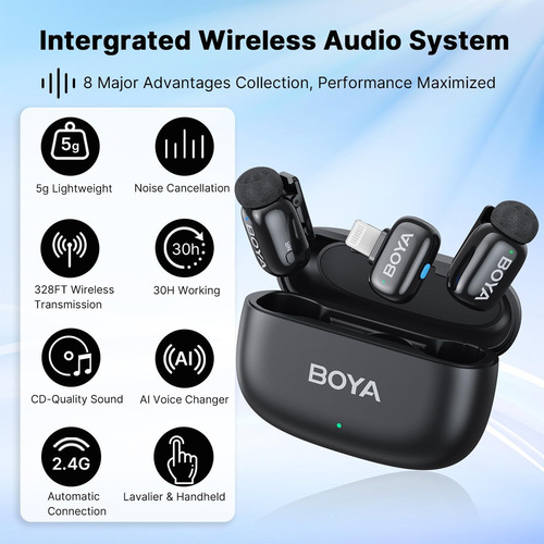 Microfone Sem Fio Boya Boyamini-15 Lapela iPhone Preto