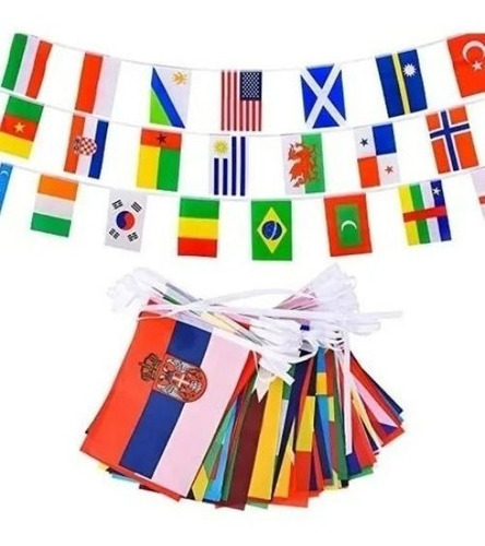 Imagen 3 de 10 de 100 Banderas De Países Del Mundo 25 Metros Banderines