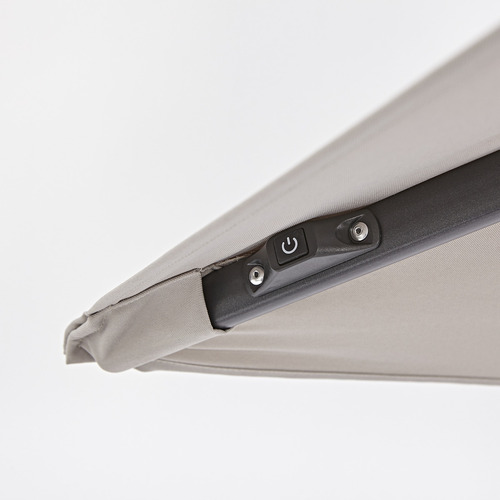 Ombrelone Lateral Alumínio C/ Base E Led Quadrado 4x3m Bege Cor Taupe Lisa